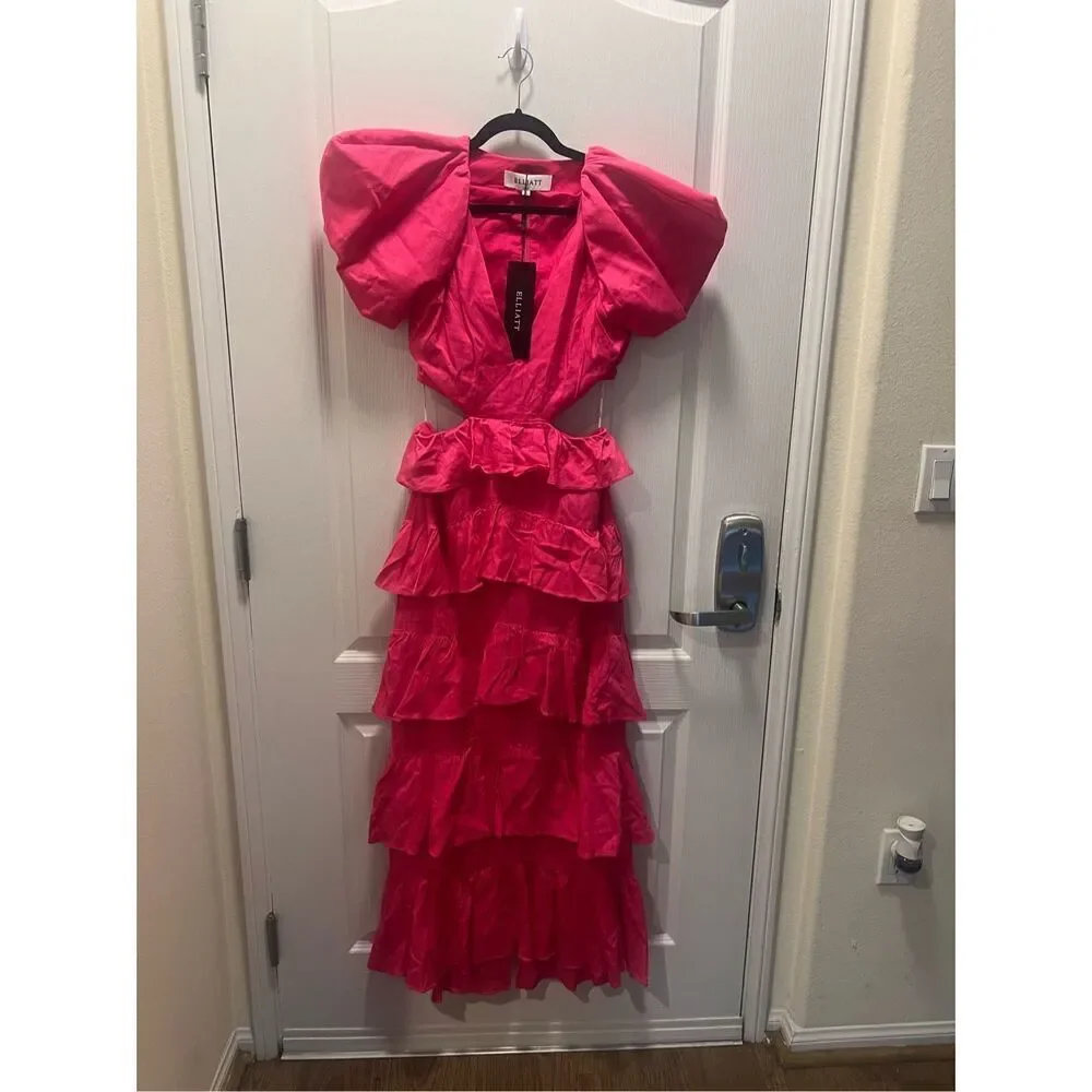 ELLIATT RIVIERA DRESS Vacation Maxi Dress Gown in Fuchsia pink size S NWT $394 - Picture 4 of 8